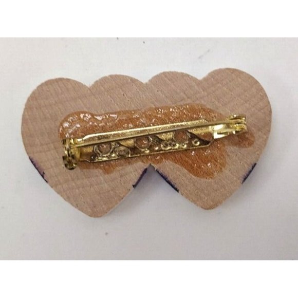 Pin Snowmen Wooden Handmade Hand-painted White & Blue - Picture 2 of 2